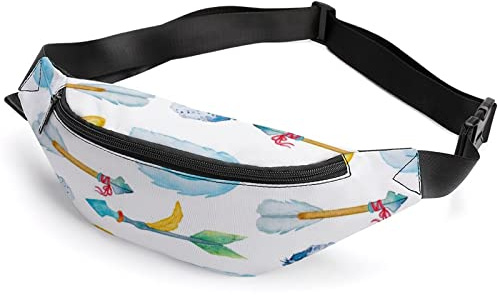 Aquarell Pfeile Federn Aquarell Buntes Grammophon Bauchtasche, Sportgürteltasche für Erwachsene Kinder für Männer und Frauen