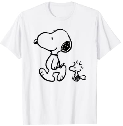 Peanuts – Snoopy Woodstock Walk T-Shirt, Kind, Cartoon-T-Shirt, Blau, S