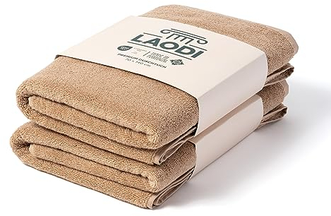 LAODI Premium Duschtuch 2er Set – 70x140 – Honigpfirsich – 100 % Baumwolle – 570 g/m² – Hergestellt in Portugal