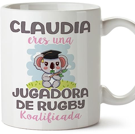 Mugffins Tassen Personalisierten für RUGBY-SPIELERIN Frau - Auf Spanisch - Koalificados Personalizados - 11 oz / 330 ml - Individuell Anpassbar Geschenk Mitarbeiter