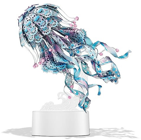 Piececool 3D Puzzle Metal Jellyfish, Marine Organism Craft Model Kits for Adults to Build, 3D Puzzles Adult Teens for 304 Stainless Steel, Ideal as Gifts, Home Decoration, DIY, 61 Pieces (Blue)