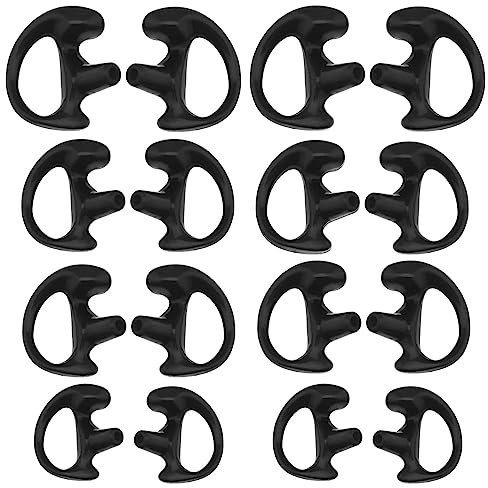 SG Store 8 Pairs Earmould Silicone Earpiece Earbud Earplug for Most Coil Tube Audio Kits Replacement Ear Insert for Left and Right Ears S/M/L Black