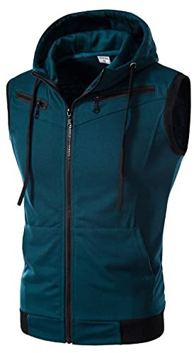 Herren Ärmellose Hoodie Sleeveless Kapuzenpullover mit Reißverschluss Einfarbig Sportweste mit Taschen Herbst Winter Männer Trainingsweste