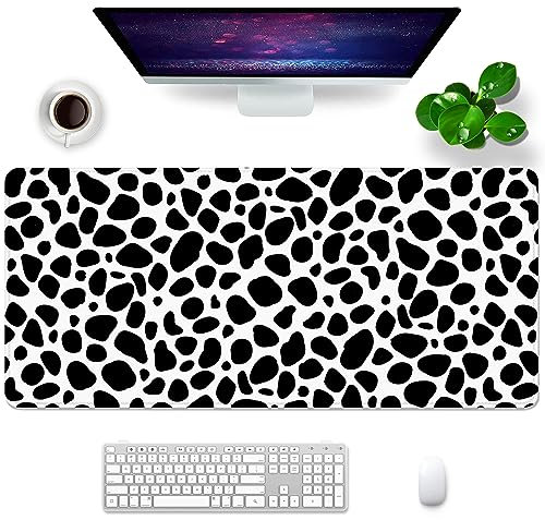 Grand tapis de souris noir et blanc, taille XXL, tapis de souris de jeu, tapis de bureau moucheté, 88,9 x 40 x 0,3 cm (moucheté)