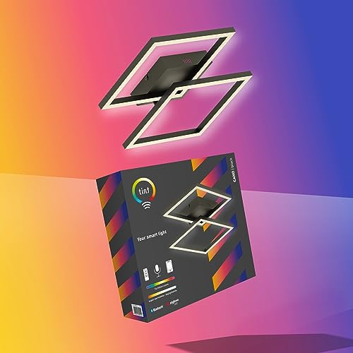 tint Smarte LED-Deckenleuchte Cano black – Steuerbar per Alexa, Fernbedienung oder Bluetooth – Dimmbare Beleuchtung mit weißem (1800-6500 K) und farbigem RGB Licht