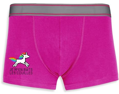 La French Touch Boxer Homme Humour Je m'en Bats Les Couilles - Imprimé en France - Caleçon Homme Drole et Rigolo - Cadeau Humour Anniversaire Original (Rose, L)