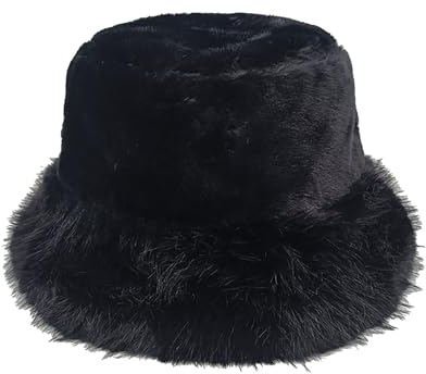 Verdickte Faux Fellow Warme Mütze, Luxuriöse Damen Faux Nerz Mongolischer Hut, Vielseitig Neue Winter Barett Pelzig Fellow Bucket Hat Winter Warm Fisherman ◄, Schwarz , Einheitsgröße