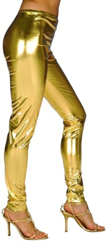 Maskworld Leggings silber-/gold-metallic - Enge Kostüm Hose für Damen - Karneval, Halloween & Motto-Party