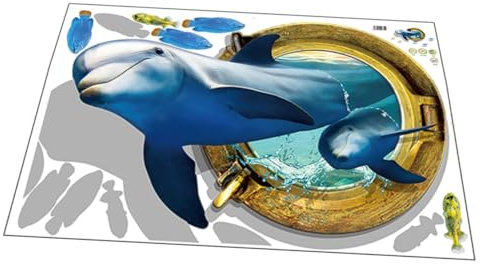 SAFIGLE 1 Blatt Delphin-Wandaufkleber Wandtattoos mit Unterwassertieren Meerestiere reisetaschen selbstklebendes Wandtattoo wandaufkleber Mini Delfin Fensteraufkleber Applikationen