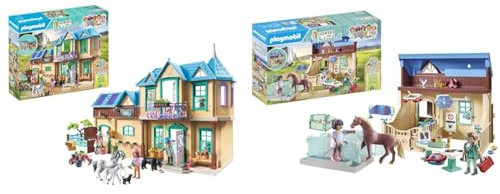 PLAYMOBIL Horses of Waterfall 71351 Waterfall Ranch, magisches Wasserfall-Paradies & Horses of Waterfall 71352 Reittherapie & Tierarztpraxis