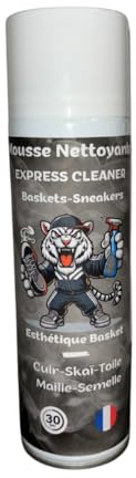 ESTHETIQUE BASKET Nettoyant chaussure express en mousse - Pour nettoyage chaussure blanche Cuir, tissus, maille - Nettoyage en 30 secondes - Bombe 500ml