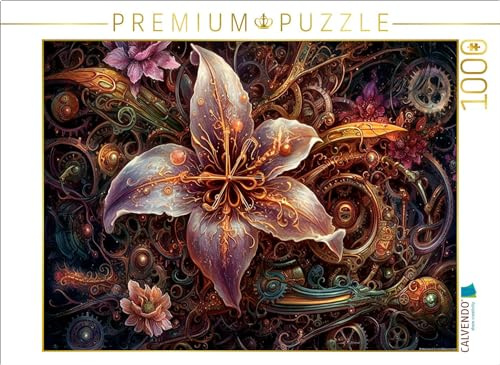 Puzzle · Goldene Lilie | KI generierte Illustration im floralen Steampunkstil · 1000 Teile · Lege-Größe 64 × 48 cm · CALVENDO Puzzle