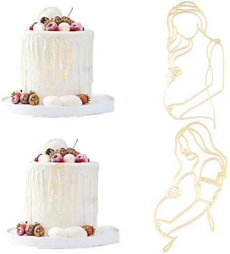 URROMA Cupcake-Topper f黵 Babypartys, Gravida-Linien, goldfarben, Tortenaufsatz, f黵 werdende M黷ter, Kuchen, Party, Kunst, Schriftarten, Dekorationen f黵 Babyparty (Stil 2), 2 St點k