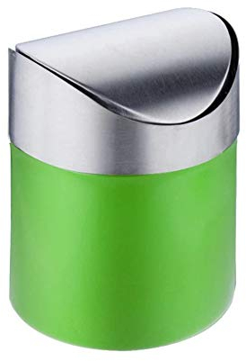 Waste Recycling Rubbish Bin Mini Stainless Steel Waste Bin for Coffee Pods and Tea Bags, Swing Lid Kitchen Bin,Red (Color : Green)