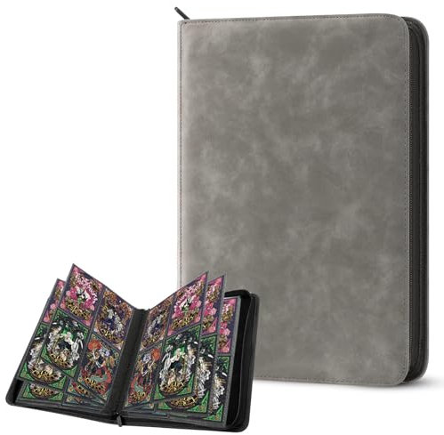 WDJLNZB Sammelkarten Album 2024, 26x21x4 cm, Grau - 240 Karten, 30 Seiten, Taschenalbum (Minimalistisch), Einfarbig, Doppelter Schutz