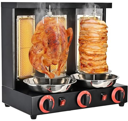 XNZJHPP Machine à Kebab pour Barbecue à gaz, Gril de Four à rôtissoire Vertical, Grils à gaz en Acier Inoxydable avec Gril Rotatif Automatique, pour Cuisine de Restaurant (Black)