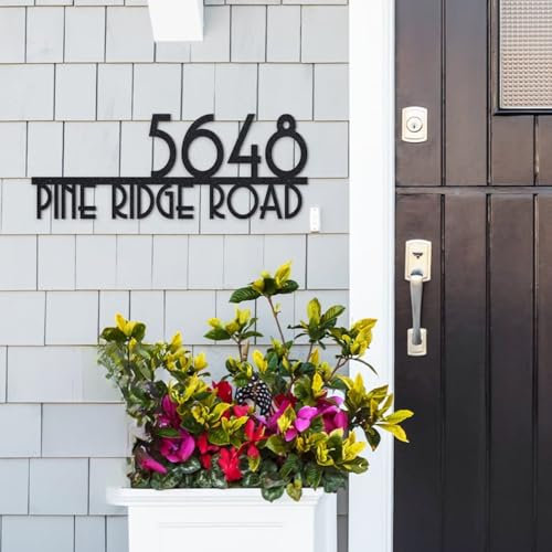 Custom Laser Cut Acrylic House Number Sign for Mailbox Personalized Modern Door Plate with Street Name and Address Plaques for Outdoor Home Decor 3D Floating Signs Plaques Wall Art (50cm,Black)