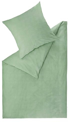 Esprit Home Premium Bettwäsche 140x200 Baumwolle Grün 2tlg - Bettwäsche-Sets 2teilig bestehend aus 1 Bettwäschebezug 140x200cm - inkl. 1 Kopfkissenbezug 70x90cm - Öko-Tex Zertifiziert