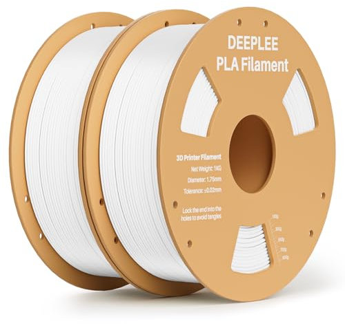 DEEPLEE PLA Filament 1.75mm, 3D Drucker Filament 2kg (1KG/Spool), Maßgenauigkeit +/- 0,02 mm, Filament 3D-Druckmaterialien für FDM 3D Drucker, Weiß