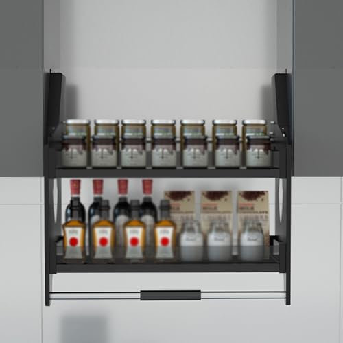 Ausziehbarer Schrank-Organizer, verstellbare ausziehbare Regale, Aufbewahrungs-Organizer für Küchenwandschränke, 2-stufiges, an der Wand montiertes ausziehbares Regalsystem, ausziehbare Regale für h
