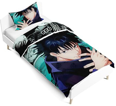 Xinchangda Anime Geto Suguru Bettwäsche-Set Gojo Satoru Kid Einzelbett-Set 3D doppelseitig bedruckt Fushigura Megumi Cartoon Bettbezug und Kissenbezug Set