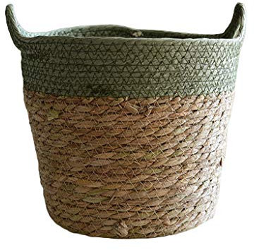 Handgewebter Stroh-Pflanzkorb, für drinnen und draußen, zum Aufhängen