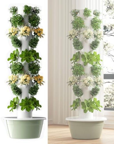 Hydroponics Growing System,20 Pods Indoor Vertical Herb Garden Kit with LED Light Automatic Timer，Hydrating Pump, Adapter, Aeroponic Tower Garden for Home, Kitchen, Vegetables