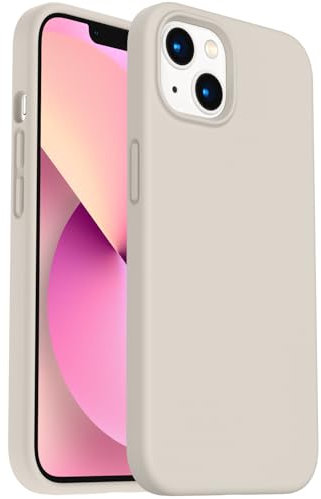 ORNARTO Shockproof Liquid Silicone Designed for iPhone 13 Case Gel Rubber Full Body Protection Anti-Shock Cover Case Drop Protection 6.1inch-Stone Grey