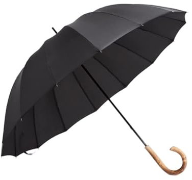 HAODUOO Stockschirme Leichter Golfschirm 42 Zoll Winddichter großer Stockschirm mit Holzhakengriff J Schnelltrocknender Stockschirm Herren Damen(A)