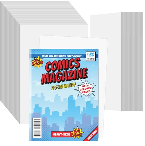 VOKOY 100Pcs Current Size Comic Book Boards, 24-Point/400gsm Solid Book Backing Cardboards for Fabric Storage and Regular Comics Protecting, Collecting (White, 6.75 X 10.5 Inch)