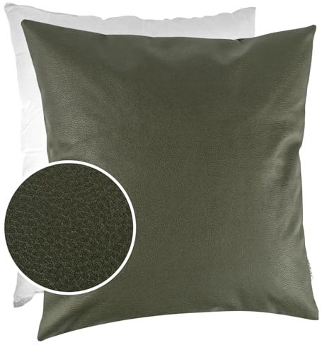 Kissenbezug Kunstleder Dekokissen Sofakissen Leder-Kissenbezüge Kissenhülle Kissen KUMO Grün 50x50cm mit Füllung