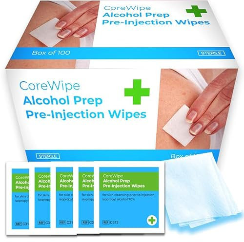 Core Medical 70% Isopropyl Alcohol Pads, Individually Sealed Wipes Swabs Suitable For Medical Pre-Injection And Antibacterial Cleaning Portable