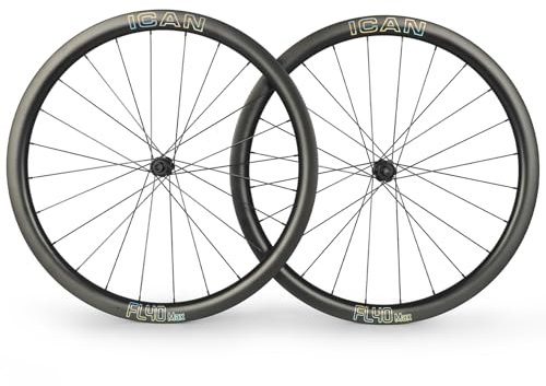 ICAN FL40/50 Max 1347g/1370g/1395g Carbon Disc Rennrad Laufradsatz 23mm Innenbreite 700C 36T Ratschensystem Nabe (kompatibel mit Road HG Freehub, FL40 Max)