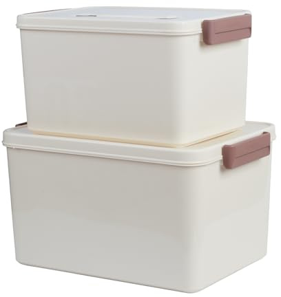 ANMOO 2-Pack Versatile Storage Box (10L + 16L) - Stackable Airtight Dustproof Plastic Bins with Handles for Closet, Under Bed, Toy & Home Organizing