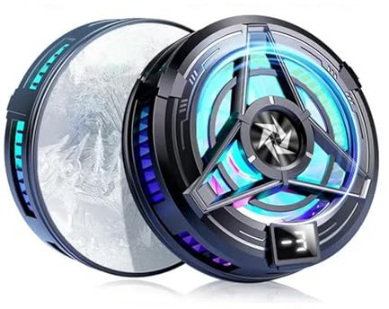 Magnetic Phone Cooler, Universal Cellphone Radiator with Removable Grip, Temperature Display, Portable RGB Cooling Cell Phone Fan Compatible with iPhone/Android/Tablet/iPad