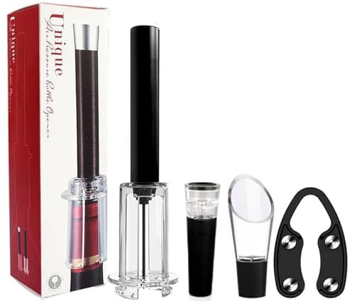 Wine Bottle Opener, 4-Piece Set, Pneumatic, air Pressure, Manual Pump Bottle Opener, Wine Pourer Vacuum Stopper Aluminum foil Cutter, Non-Destructive Cork Opener Kitchen Accessories