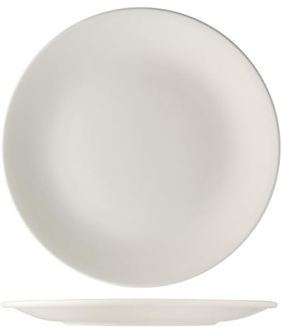 Set. 6 uds. City Plato Llano Coupe de Porcelana Fine China de Color Blanco. Medida:Ø28 Cm.
