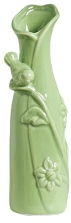 SUPVOX Creative Ceramic Flowerpot Vase with Fine Workmanship and Delicate Details, Elegant Green Planter for Home Decor and Balcony Display with Faux Florals or Greenery
