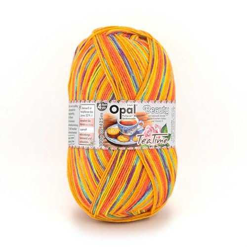 Opal Beauty TeaTime 4-fädige Sockenwolle, 75% Schurwolle/25% Polyamid, mit Edelweiß-Extrakt und Vitamin E, 100g/420m, (11513 Bisquit)