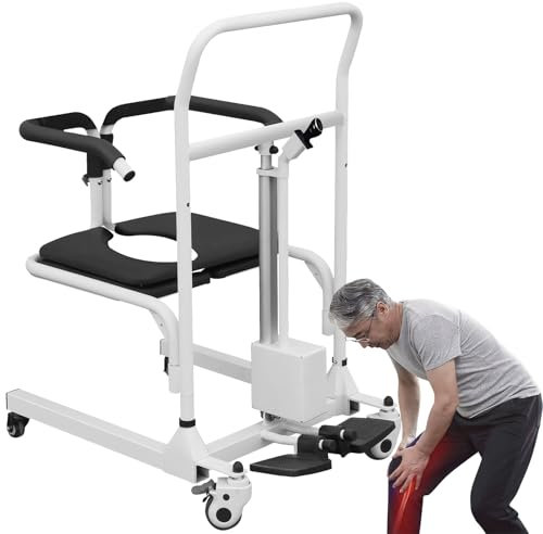 SXTYFBB Tragbarer Patientenlift-Rollstuhl für zu Hause, elektrischer Patientenlift-Transferstuhl, Transferlift für Behinderte, Badezimmer-Duschstuhl für Senioren