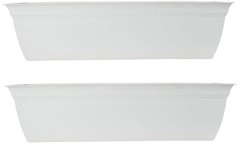 The HC Companies Eclipse Pflanzkasten für Fenster mit abnehmbarem Untersetzer – Langer Pflanzkasten für Fensterbänke – Kunststoff, rechteckig, für den Außenbereich, Kräuter und Blumen, 76,2 cm, Weiß