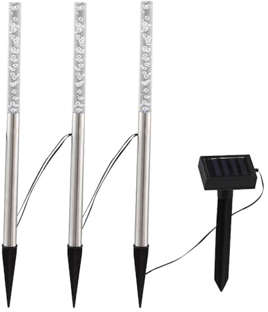 Harms LED Solar Außenbereich Steck 3er Set Lampen IP44 Farbwechsler Edelstahl