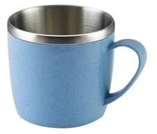 MOVDARL 220 ml Edelstahlbecher, Weizenstroh, Anti-Verbrühung, Wasserbecher, Kaffee, Milch, Tee, Getränke, Wasserbecher für Zuhause, Büro, Becher, 2 Stück (Blau, 2 Stück)