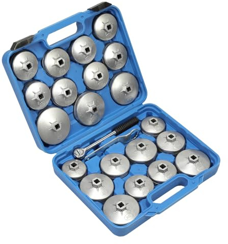 GEARCELL 23-teiliges Ölfilter-Steckschlüssel-Set, 1,27 cm Garagen-Steckschlüssel-Set, Ölfilterkappe, Schraubenschlüssel, Werkzeug-Set, Aluminiumlegierung, Ölfilterentfernungswerkzeug mit