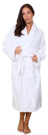 GC GAVENO CAVAILIA Terry Bathrobe Men Women | Shawl Collar Bath Robes for Men Ladies | Terry Towelling White Dressing Gowns Womens Cotton Bath Robe Spa Hotel Nightwear