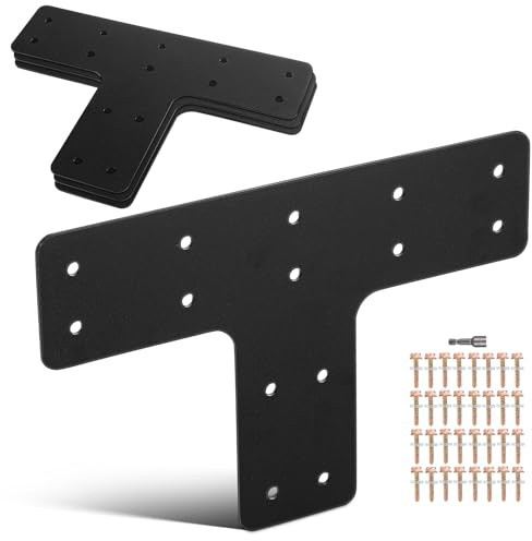 Gatuida 4pcs Brackets for Wood with Screws Flat Plate Connector Bracket for Pergola Post to Beam Steel Repair Mending Plate Easy Installation Enhanced Joint Strength for Outdoor Framework