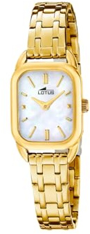 Lotus Damenuhr Analog aus Edelstahl 316l Goldfarben | Quarzwerk, Widerstandsfähiges Mineralglas, Wasserdicht 5 ATM 19041/1 -2GETHER, Weißes Zifferblatt