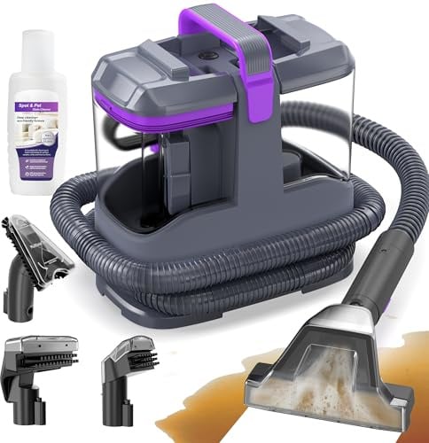 X-cotec Shampouineuse 450W 13kPa, Nettoyeur Canapé Tissu et Tapis, Aspirateur Laveur pour Canapé, Voiture et Matelas, avec 3 Brosses et Double Réservoir Autonettoyant, Portable Léger 2,6kg
