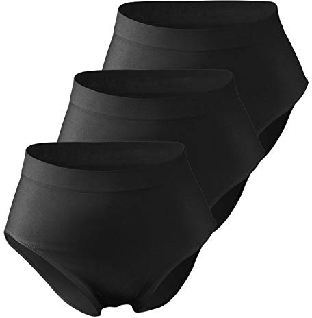 Yenita 3er Pack Microfaser Taillen-Slips Damen Maxi Slip