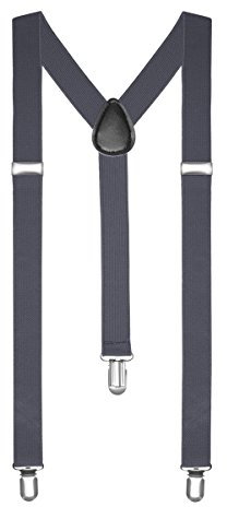 Autiga Hosenträger Herren Damen Hosen Träger Y Form Style Clips Schmal Neon Bunt Farbig, Dunkelgrau, unisize
